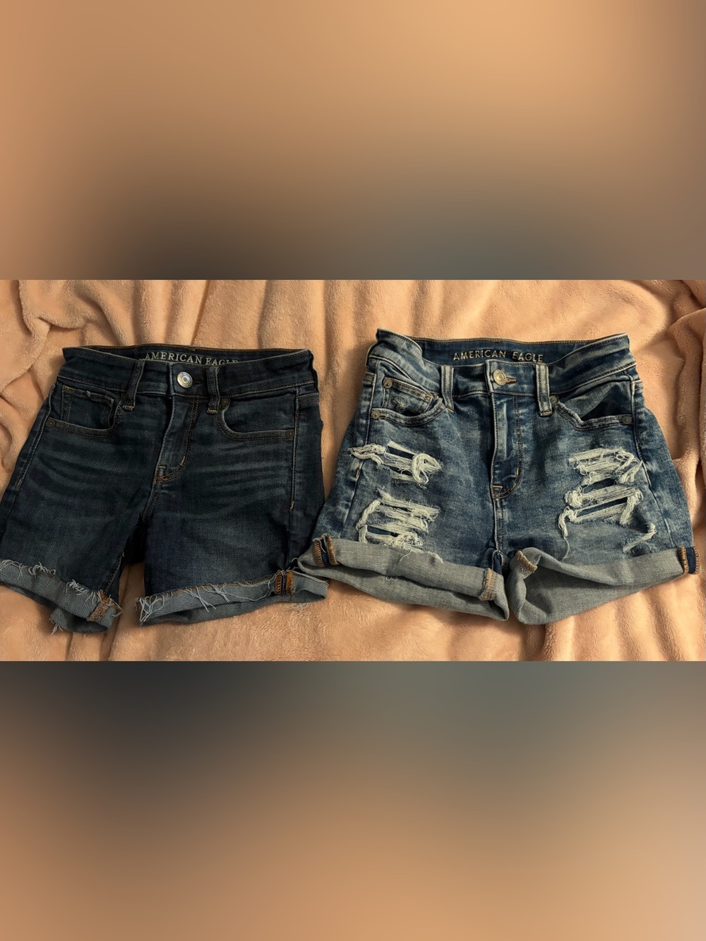American Eagle Denim Shorts Duo - Dark Wash & Light Distressed